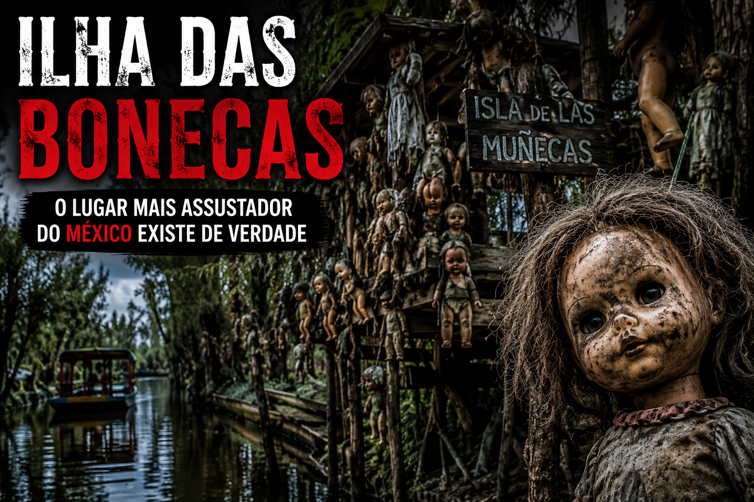 Conheça a verdadeira história da Ilha das Bonecas, o lugar mais assustador do México cercado por bonecas macabras, lendas paranormais e mortes misteriosas.